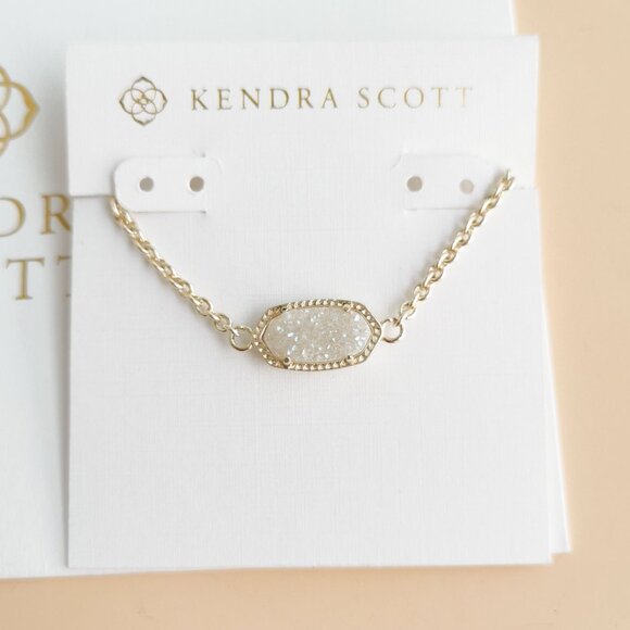 Kendra Scott Elaina Collection. Gold Drusy Adjustable Chain Bracelet - Picture 1 of 4